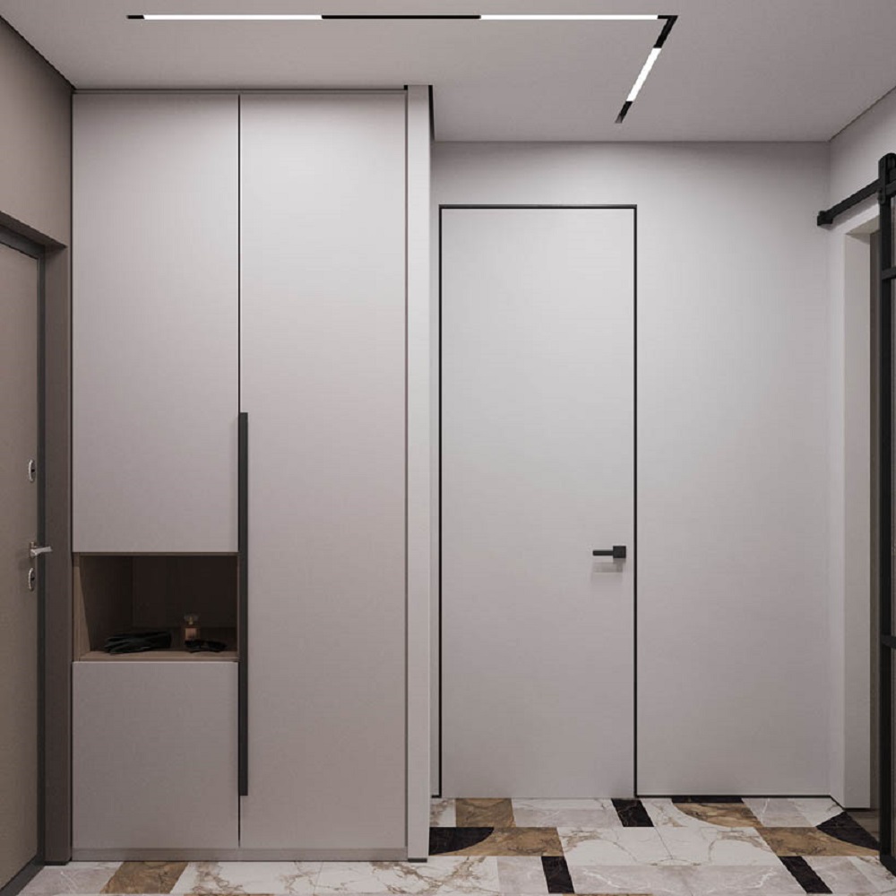 картинка Скрытая дверь индивидуального изготовления загрунтованная под покраску открывание на себя 59мм от магазина ДвериКо