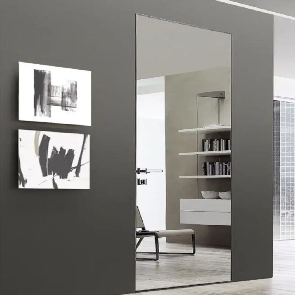 картинка Зеркальная скрытая дверь открывание от себя/REVERSE/ 59мм  от магазина ДвериКо